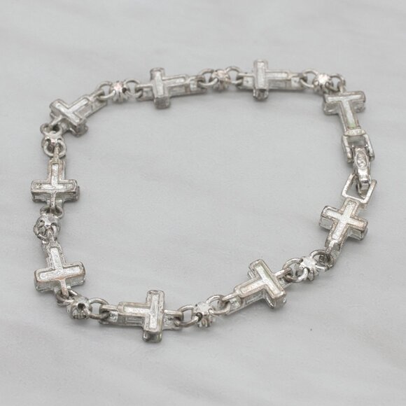 Vintage Avon silver tone cross bracelet with rhinestones - Picture 9 of 14